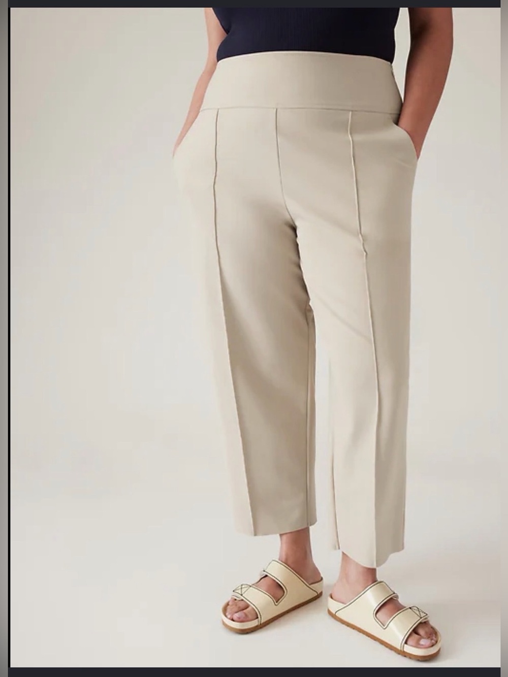 Athleta Light Gray Cropped Seam-Front Jeans